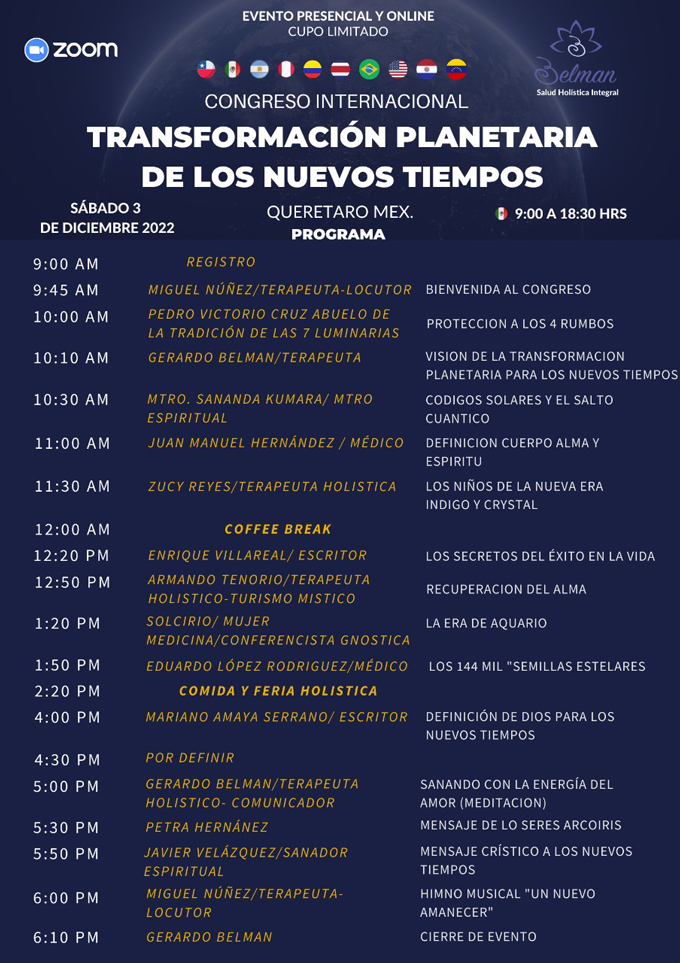 Congreso Internacional TRANSFORMACIÓN PLANETARIA DE LOS NUEVOS TIEMPOS